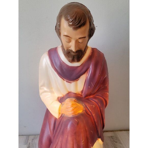 Vintage nativity scene Joseph father Jesus blow mold lawn Decor Xmas - Picture 2 of 15